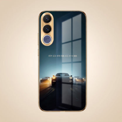 Vivo V70 FE 5G Porsche Luxury Gold Electroplated Glass Phone Back Case