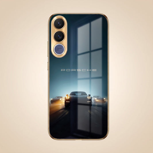 Vivo V70 FE 5G Porsche Luxury Gold Electroplated Glass Phone Back Case