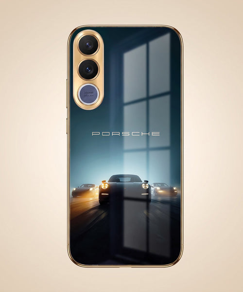 Vivo V70 FE 5G Porsche Luxury Gold Electroplated Glass Phone Back Case