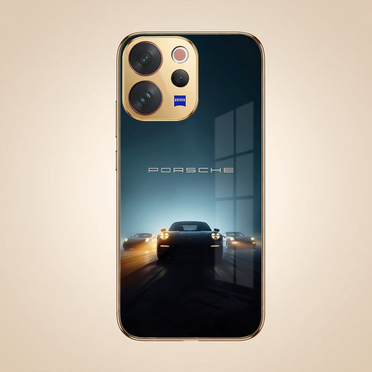 Vivo V70 5G Porsche Luxury Gold Electroplated Glass Phone Back Case