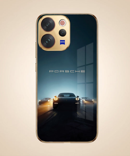Vivo V70 5G Porsche Luxury Gold Electroplated Glass Phone Back Case