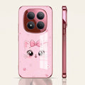 Redmi Note 15 Pro+ 5G Luxury Cute Cat Pink Electroplated Glass Phone Back Case