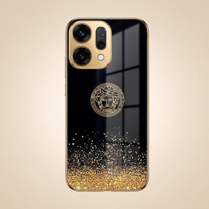 Oppo Reno 14 5G Medusa Head Gold Electroplated Glass Phone Back Case