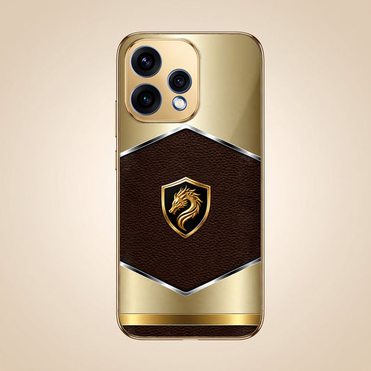 Oppo Reno 15 5G Dragon Crest Gold Electroplated Glass Phone Back Case