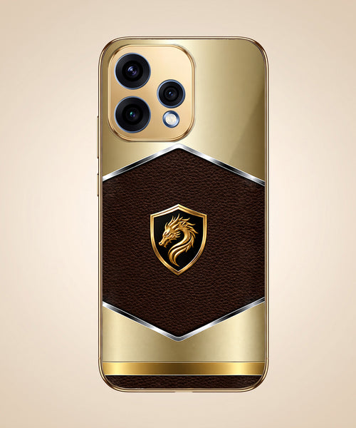 Oppo Reno 15 5G Dragon Crest Gold Electroplated Glass Phone Back Case