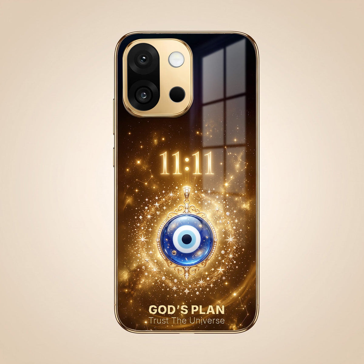 OnePlus 13s 5G God’s Plan Evil Eye Gold Electroplated Glass Phone Back Case