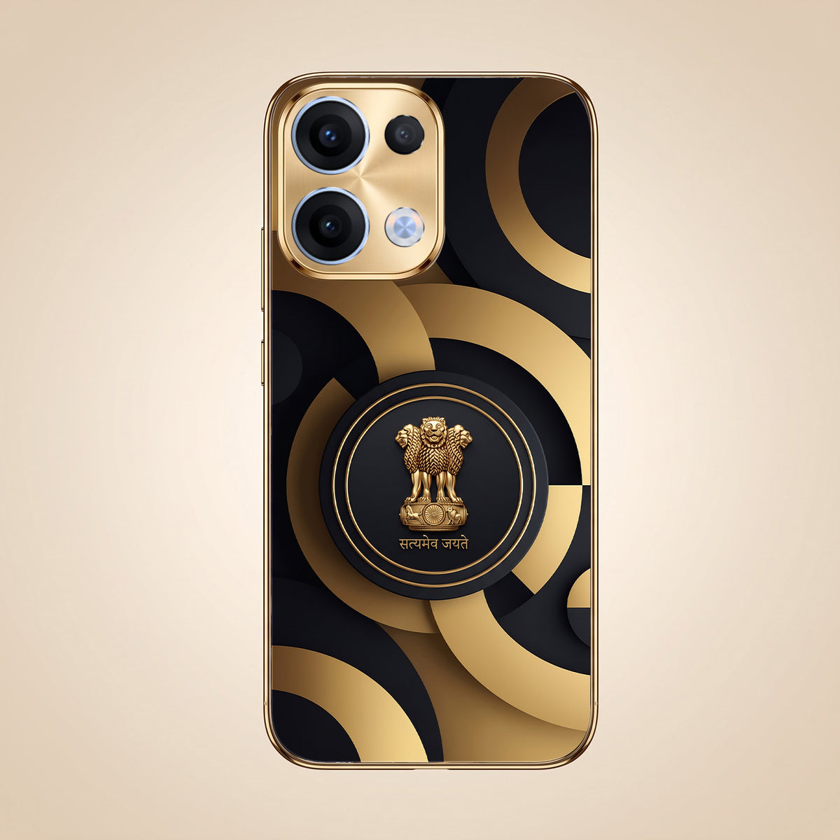 Oppo Reno 13 5G Royal Emblem Gold Electroplated Glass Phone Back Case