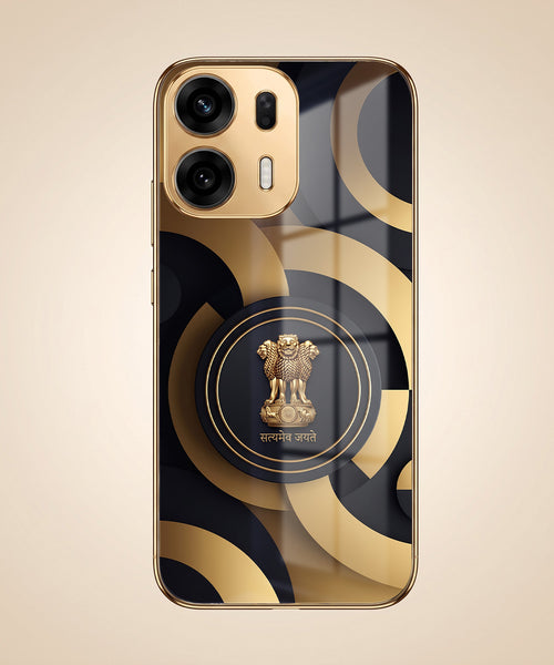 Oppo K14 Plus 5G Royal Emblem Gold Electroplated Glass Phone Back Case