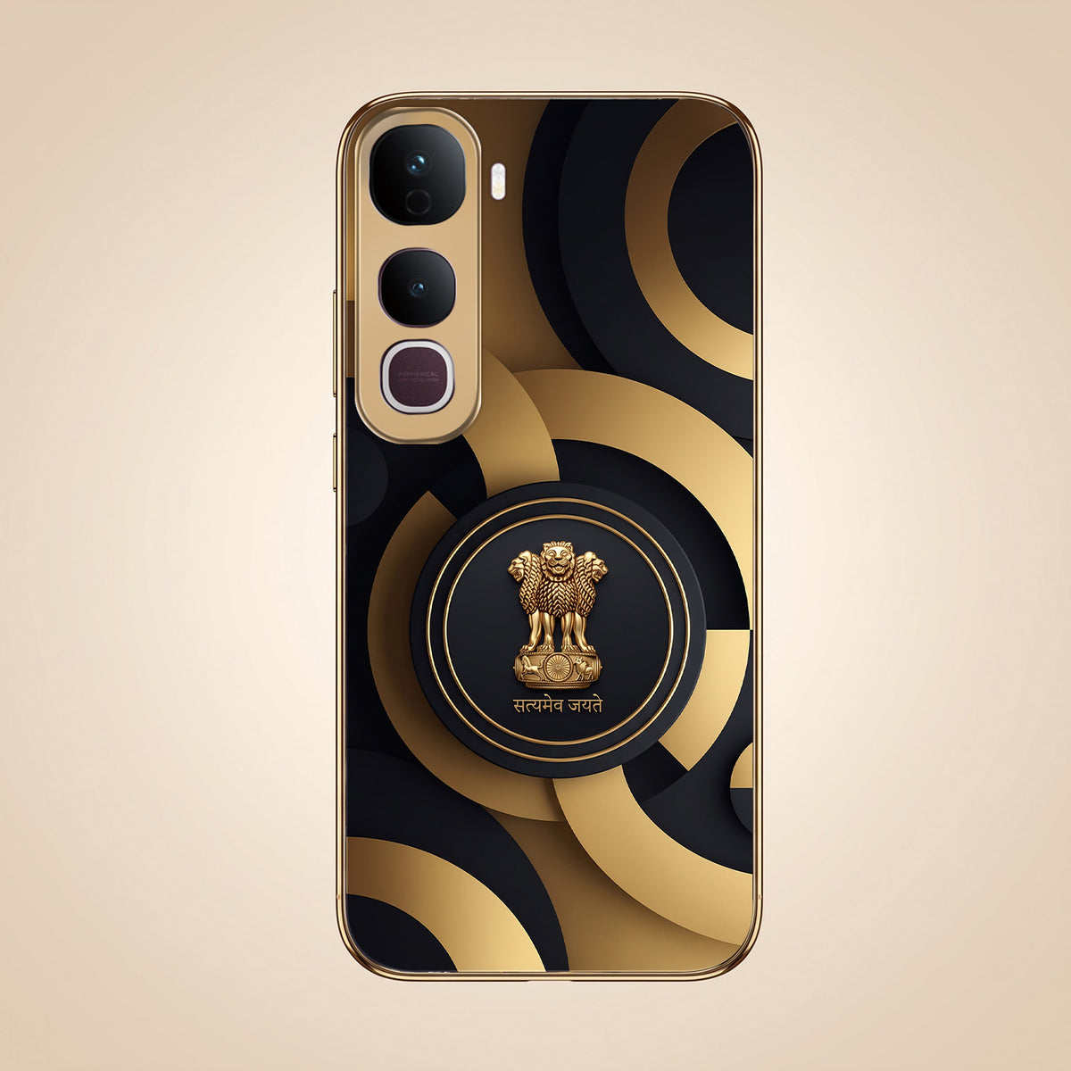 Vivo Y400 Pro 5G Royal Emblem Gold Electroplated Glass Phone Back Case