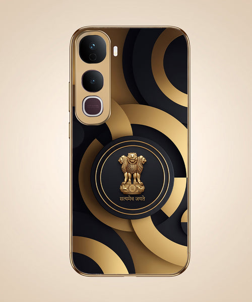 Vivo Y400 Pro 5G Royal Emblem Gold Electroplated Glass Phone Back Case