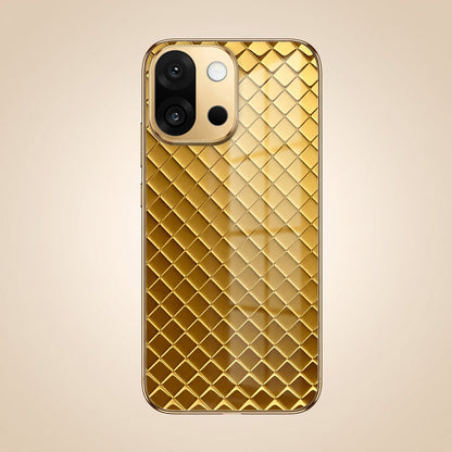 OnePlus 13s 5G Golden Criss Cross Gold Electroplated Glass Phone Back Case