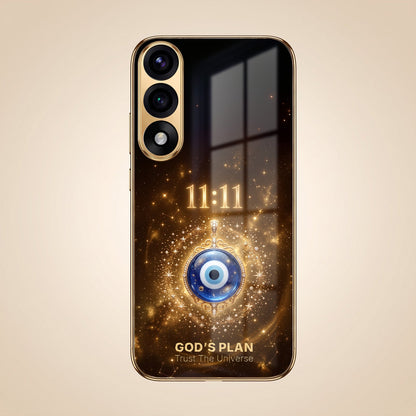 OnePlus Nord 5 5G God’s Plan Evil Eye Gold Electroplated Glass Phone Back Case