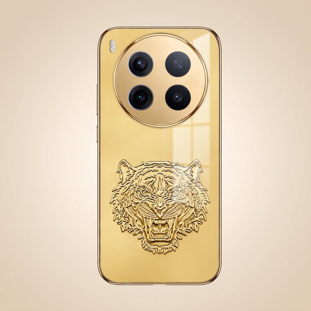 Vivo X300 Pro 5G Golden Tiger Face Gold Electroplated Glass Phone Back Case