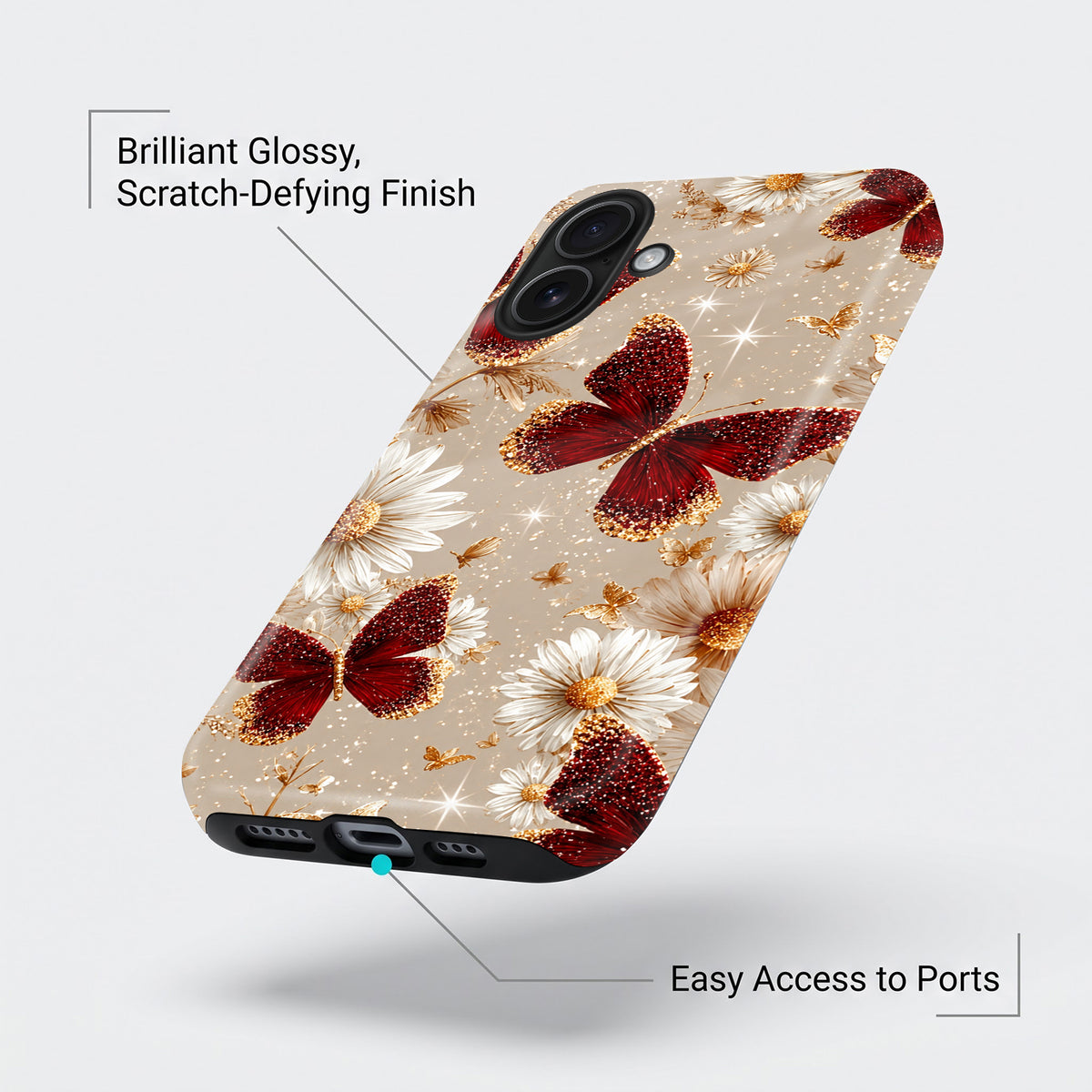 iPhone 16 5G Butterfly Floral Protective Case