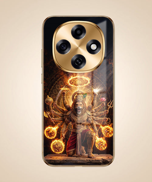 OPPO F31 Pro 5G Lord Narasimha Gold Electroplated Glass Phone Back Case