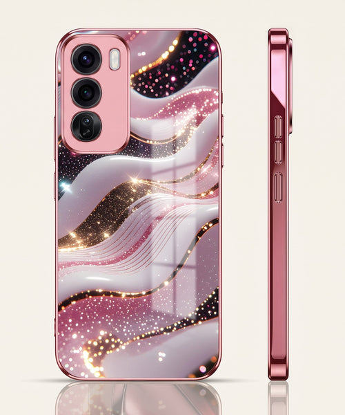 Oppo Reno 12 Pro 5G Midnight Pearl Wave Pink Electroplated Glass Phone Back Case