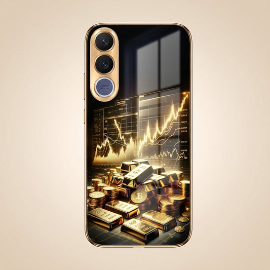 Vivo V70 FE 5G Luxury Wealth Trader Gold Electroplated Glass Phone Back Case