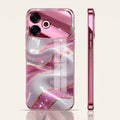 Oppo F33 Pro 5G Pearl Marble Pink Electroplated Glass Phone Back Case