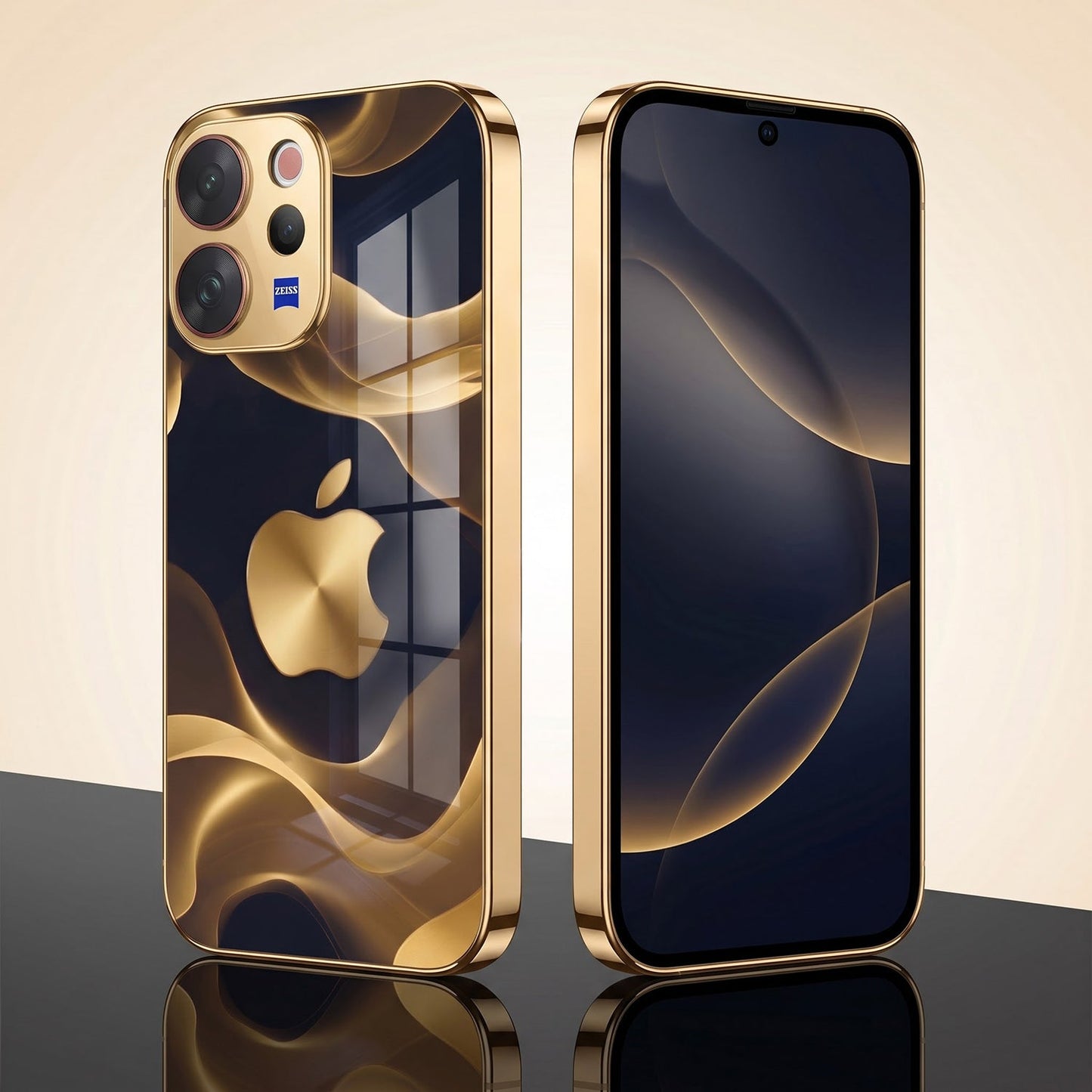Vivo V70 5G Luxury Wave Gold Electroplated Glass Phone Back Case
