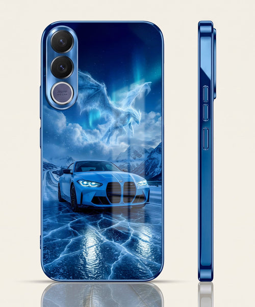 Vivo V70 FE 5G Ice Dragon GT Blue Electroplated Glass Phone Back Case