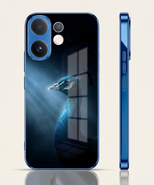 Vivo V60 5G Royal Peacock Blue Electroplated Glass Phone Back Case
