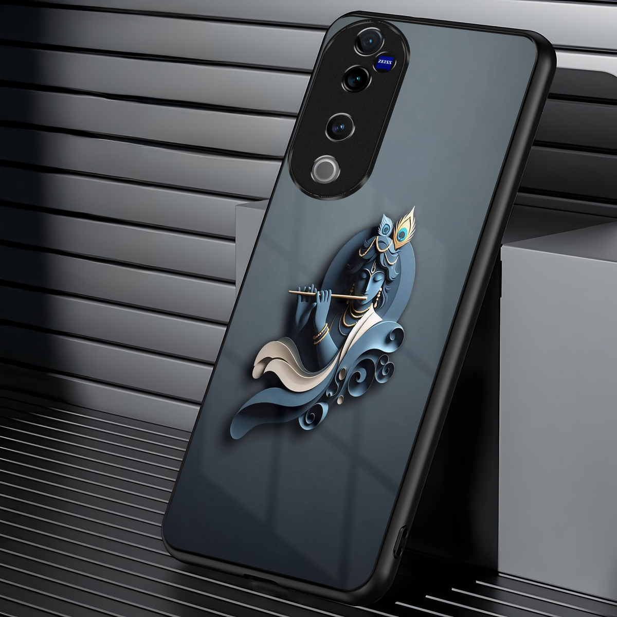 Vivo V40 Pro 5G Premium Acrylic Shockproof Glass Back Case (Krishna Ji)
