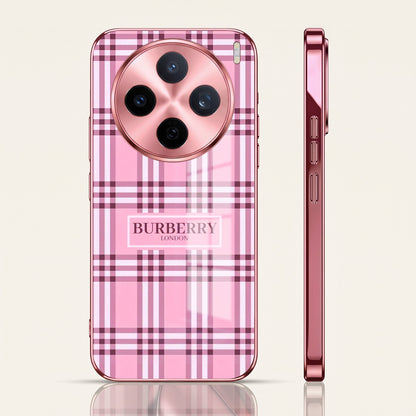 Vivo X200T 5G Burberry Classic Pink Electroplated Glass Phone Back Case