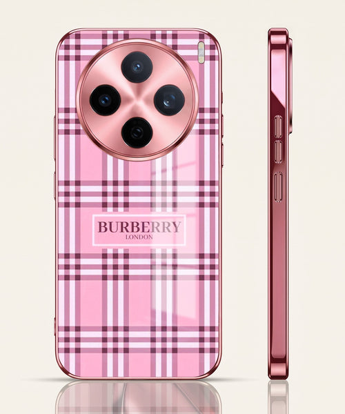 Vivo X200T 5G Burberry Classic Pink Electroplated Glass Phone Back Case