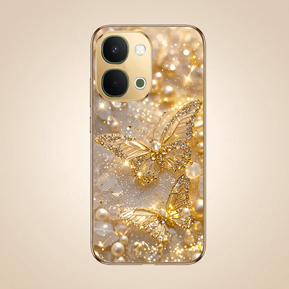 Vivo T5x 5G Golden Butterfly Gold Electroplated Glass Phone Back Case