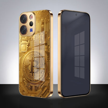 Vivo V70 5G Bitcoin Gold Electroplated Glass Phone Back Case