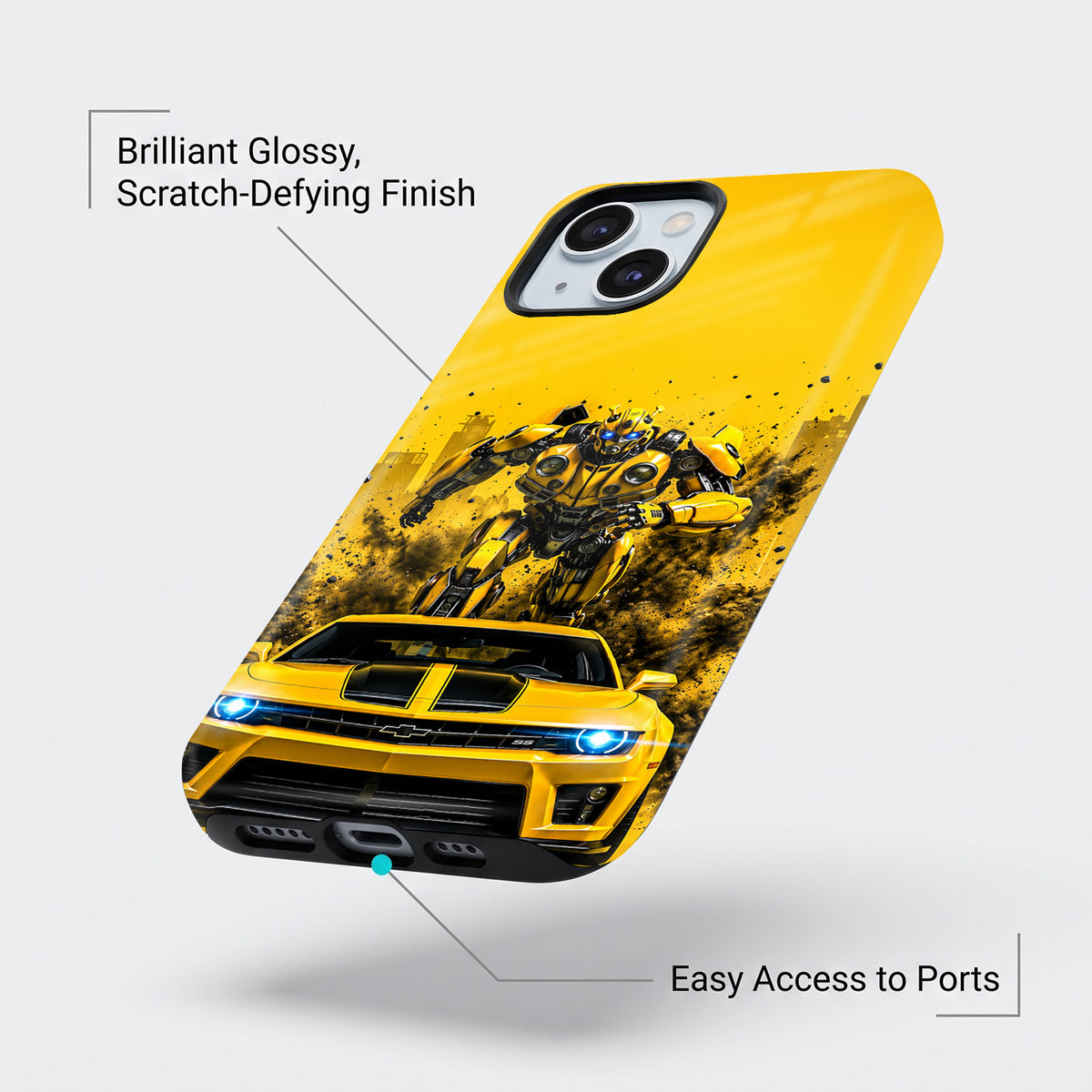 iPhone 15 5G Yellow Transformers Car Protective Case