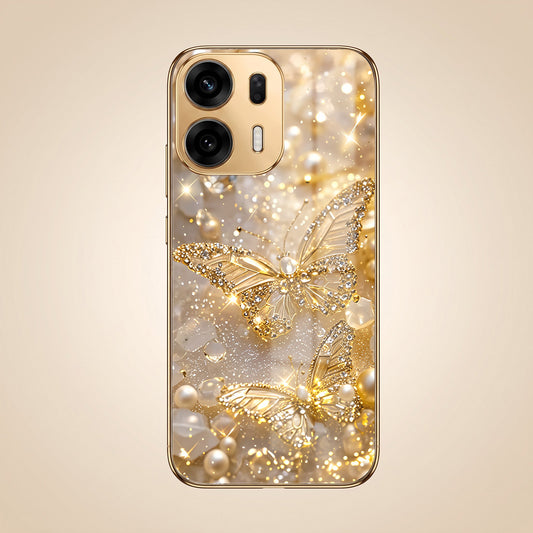 Oppo K14 Plus 5G Golden Butterfly Gold Electroplated Glass Phone Back Case