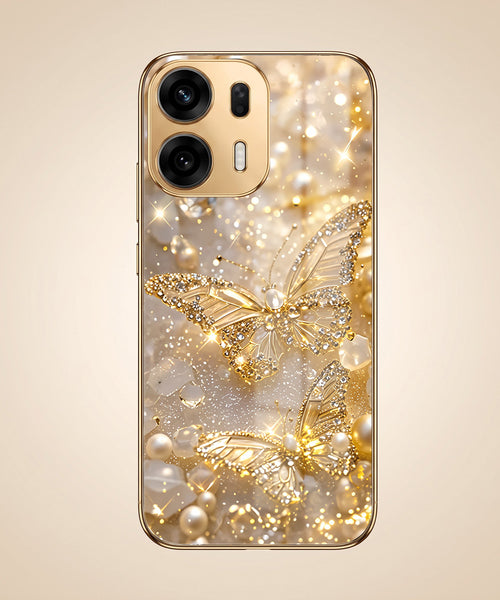 Oppo K14 Plus 5G Golden Butterfly Gold Electroplated Glass Phone Back Case