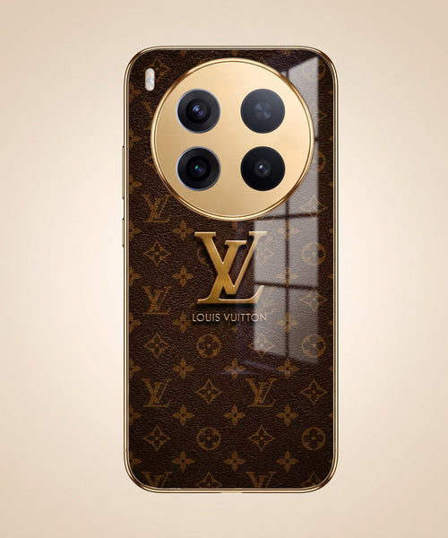 Vivo X300 Pro 5G LV Brown Monogram Gold Electroplated Glass Phone Back Case