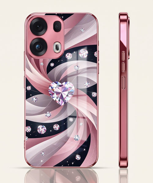 Oppo Reno 13 Pro 5G Diamond Glam Pink Electroplated Glass Phone Back Case
