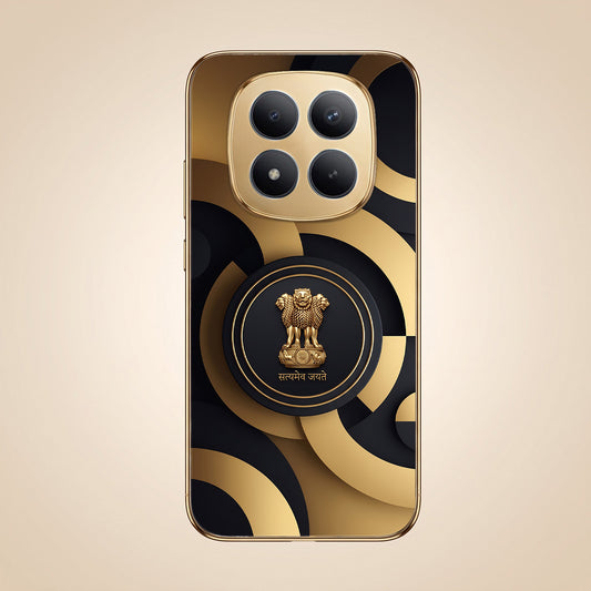 Redmi Note 15 SE 5G Royal Emblem Gold Electroplated Glass Phone Back Case