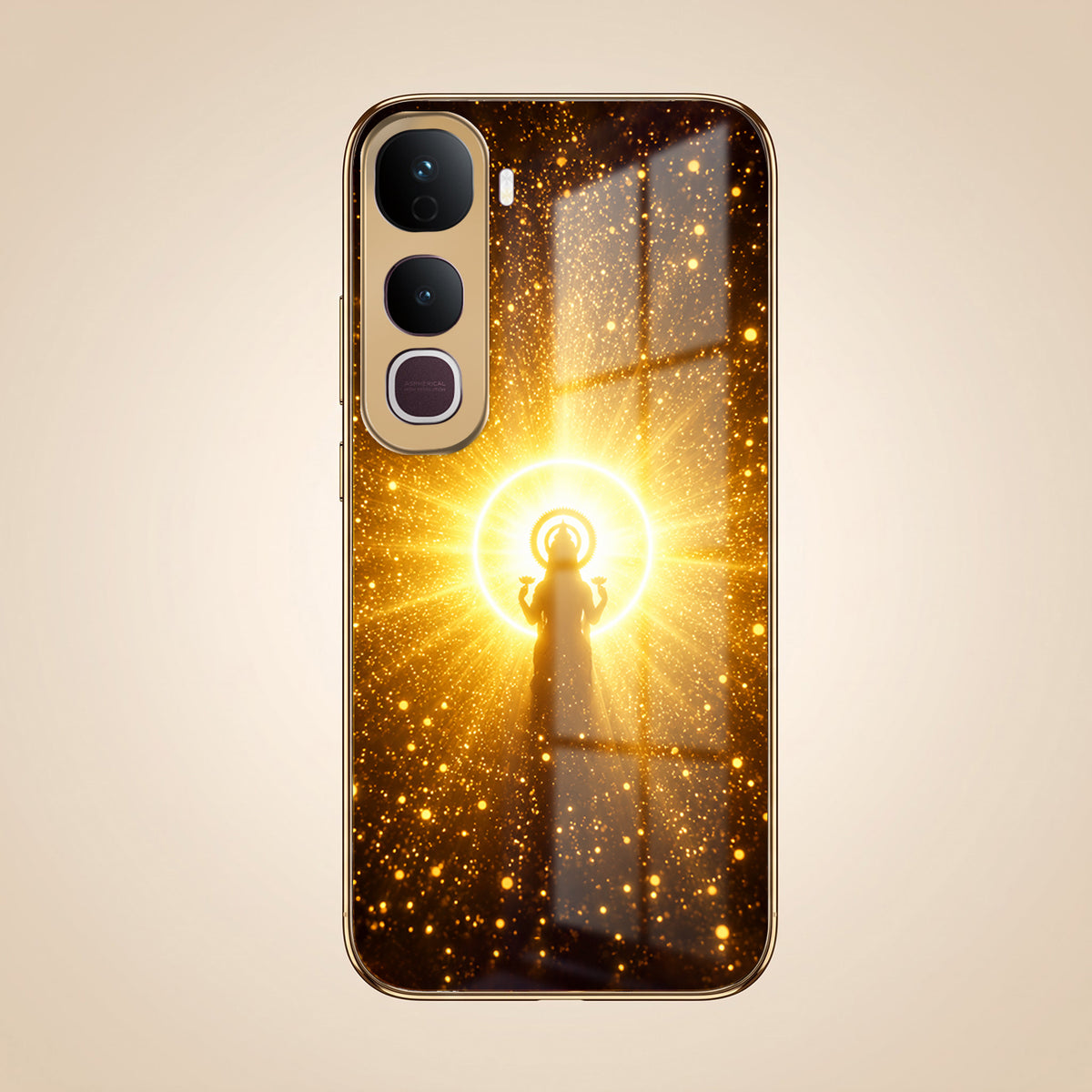 Vivo Y400 Pro 5G Lakshmi Sacred Gold Electroplated Glass Phone Back Case