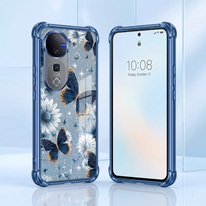 Vivo V40 Pro 5G Blue Butterfly Floral Airbags Printed Back Case