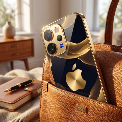 Vivo V70 5G Luxury Wave Gold Electroplated Glass Phone Back Case
