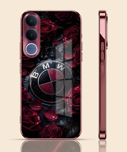 Vivo V70 FE 5G BMW Logo Burgundy Electroplated Glass Back Case
