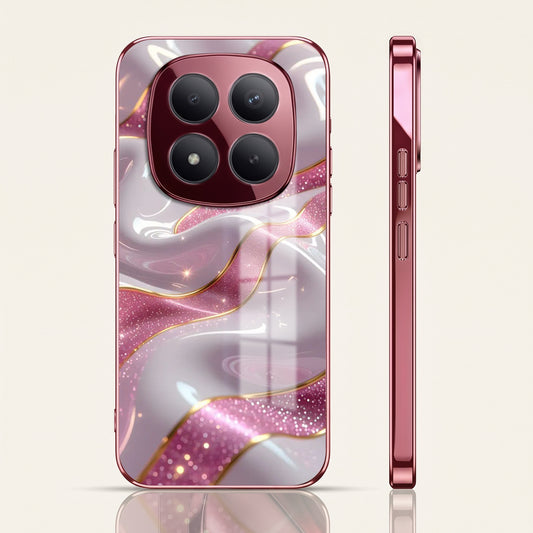 Redmi Note 15 Pro+ 5G Pearl Marble Pink Electroplated Glass Phone Back Case