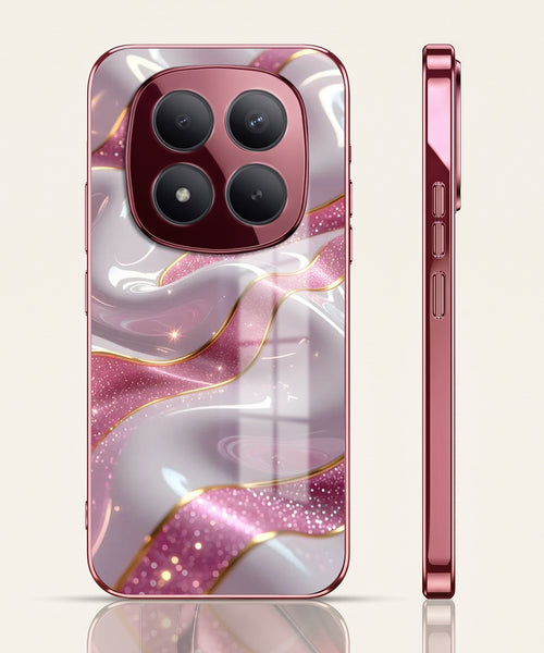 Redmi Note 15 Pro+ 5G Pearl Marble Pink Electroplated Glass Phone Back Case