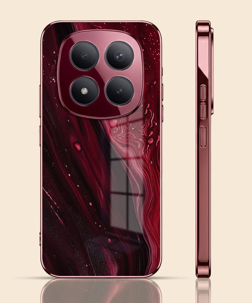 Redmi Note 15 Pro Plus 5G Marble Burgundy Electroplated Glass Back Case