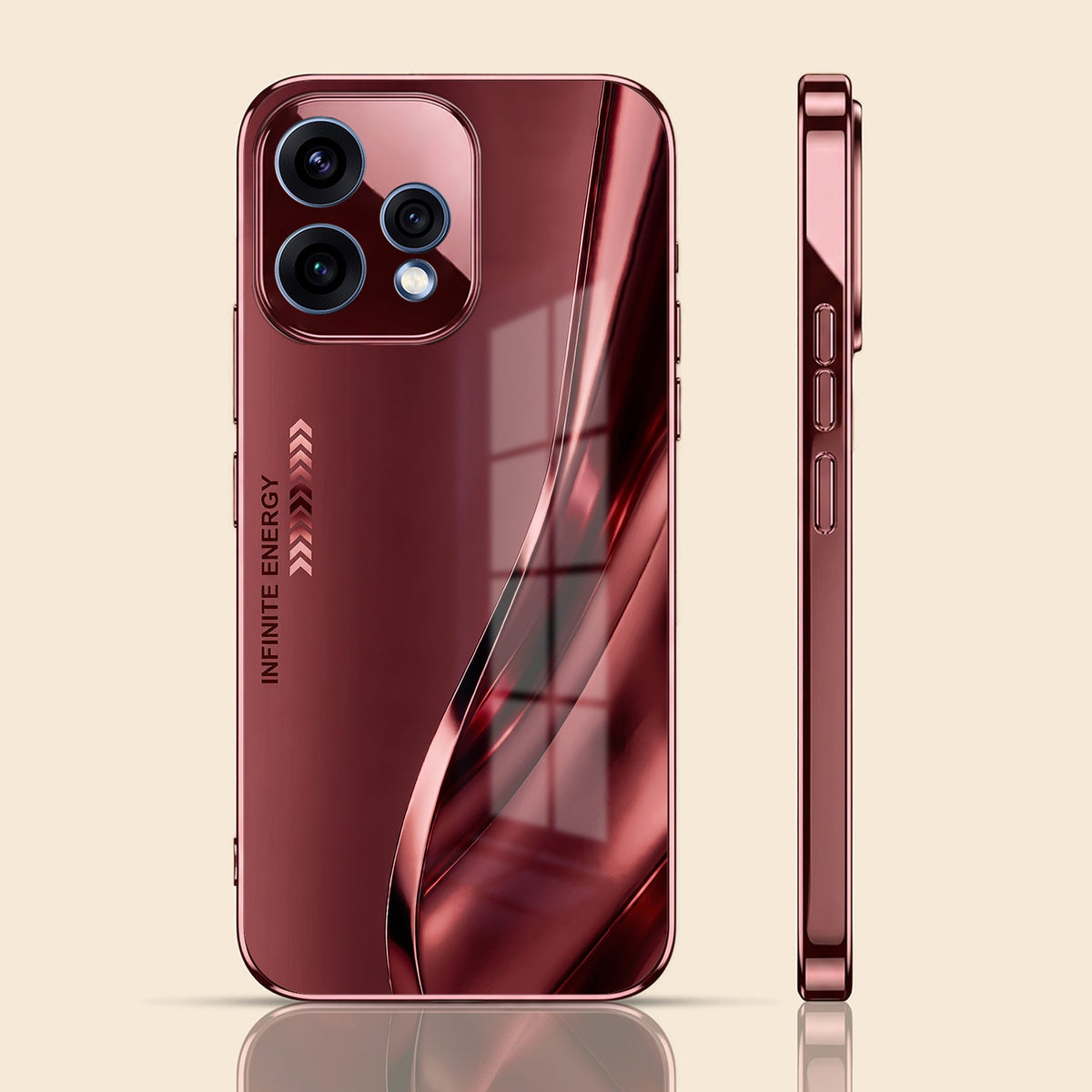 Oppo Reno 15 5G Infinity Energy Burgundy Electroplated Glass Back Case