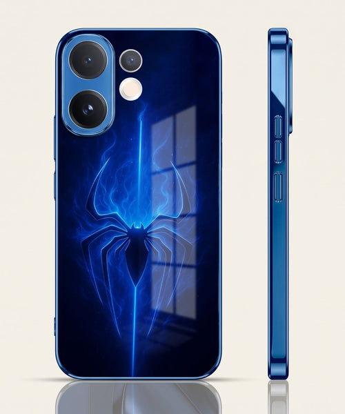 Vivo V60 5G Neon Spider Blue Electroplated Glass Phone Back Case