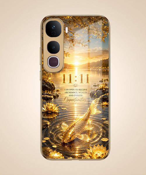 Vivo Y400 Pro 5G 11:11 Manifestation Gold Electroplated Glass Phone Back Case