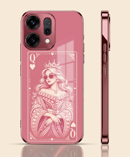 Oppo Reno 14 5G Luxury Royal Queen Pink Electroplated Glass Phone Back Case