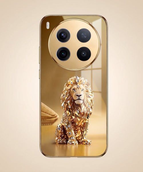 Vivo X300 Pro 5G Luxury Lion Gold Electroplated Glass Phone Back Case