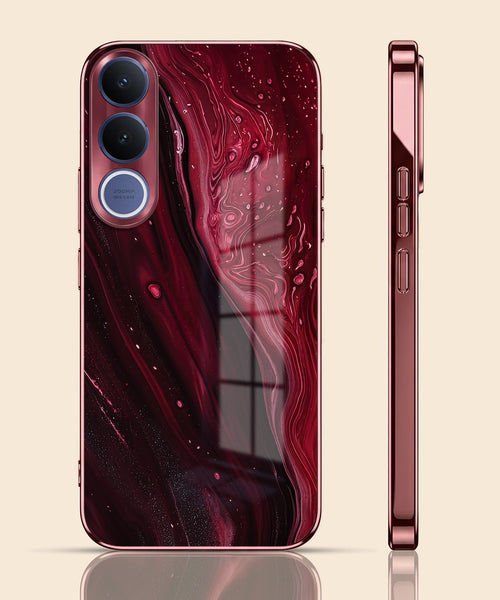 Vivo V70 FE 5G Marble Burgundy Electroplated Glass Back Case