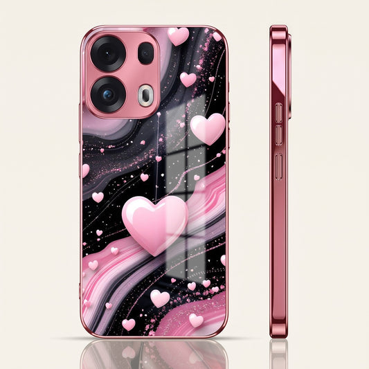 Oppo Reno 13 Pro 5G Love Sparkle Pink Electroplated Glass Phone Back Case